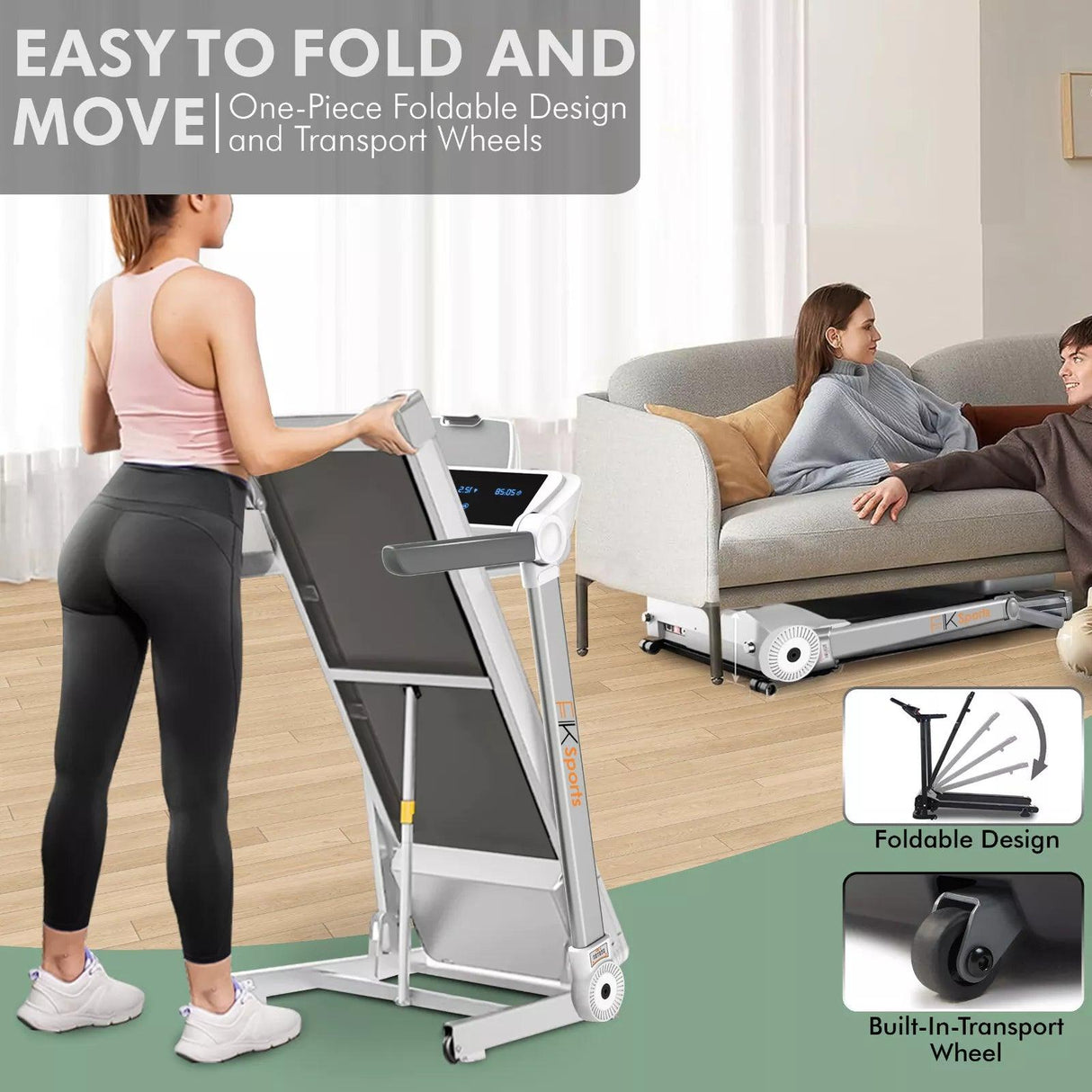 Folding Electric Treadmill Running Machine – Motorised Walking Pad for Home Gym Fitness