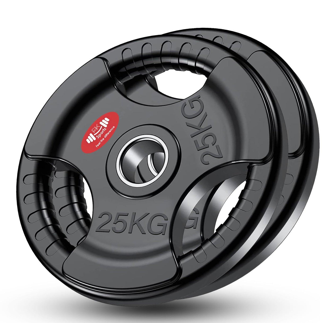 Tri-Grip Olympic Weight Plates 2.5kg–25kg – Rubber Coated Cast Iron | FK Sports
