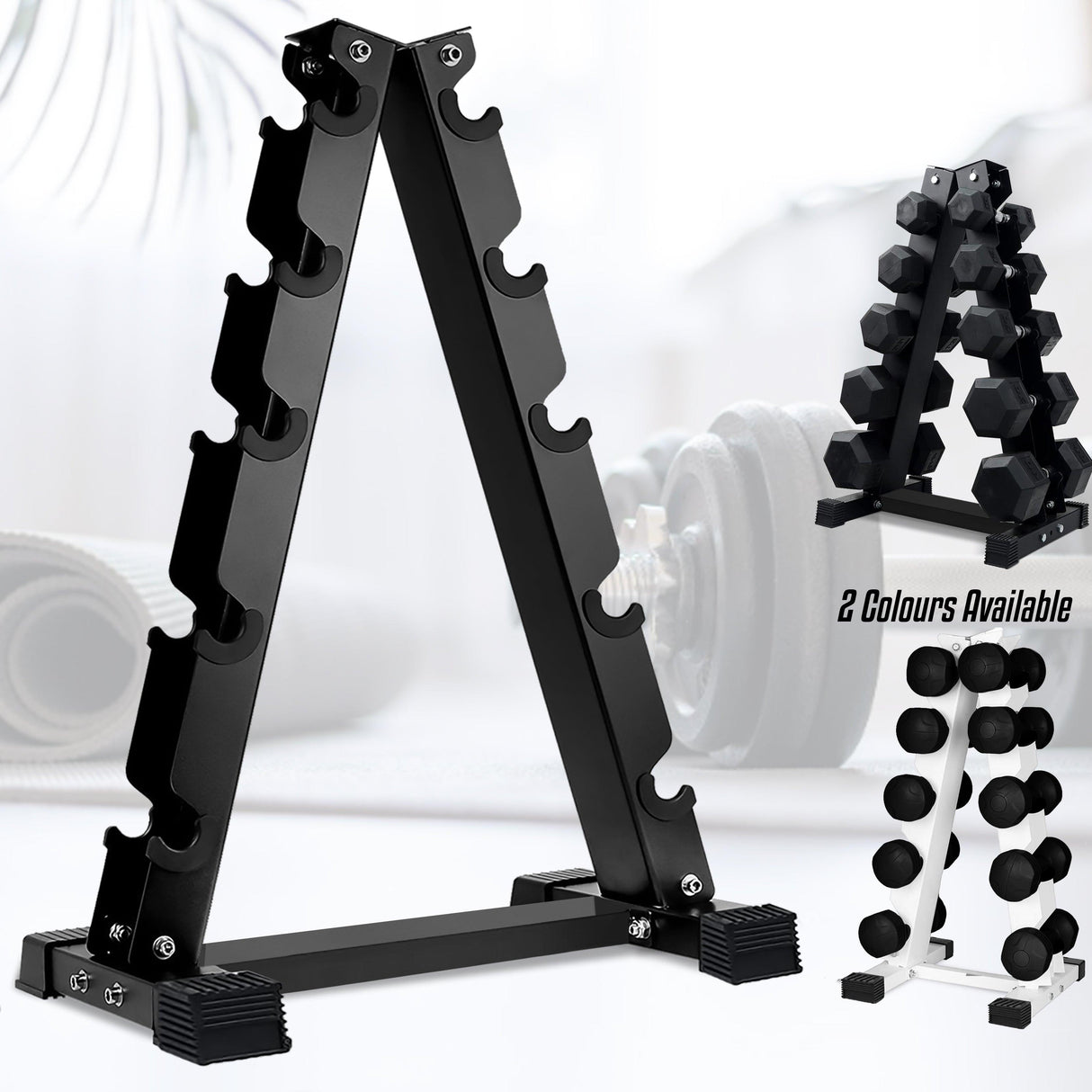 5-Tier Dumbbell Rack Stand – Heavy-Duty Steel Weight Storage for Home Gym