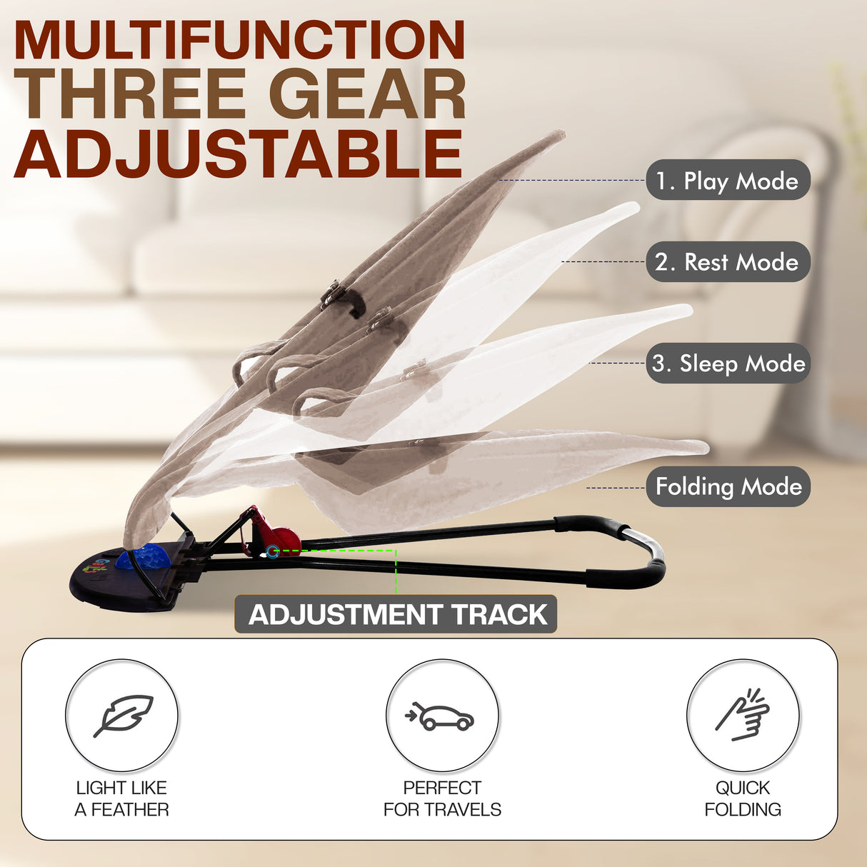 Newborn Baby Bouncer Chair – Soft, Durable & Foldable Infant Rocker Seat