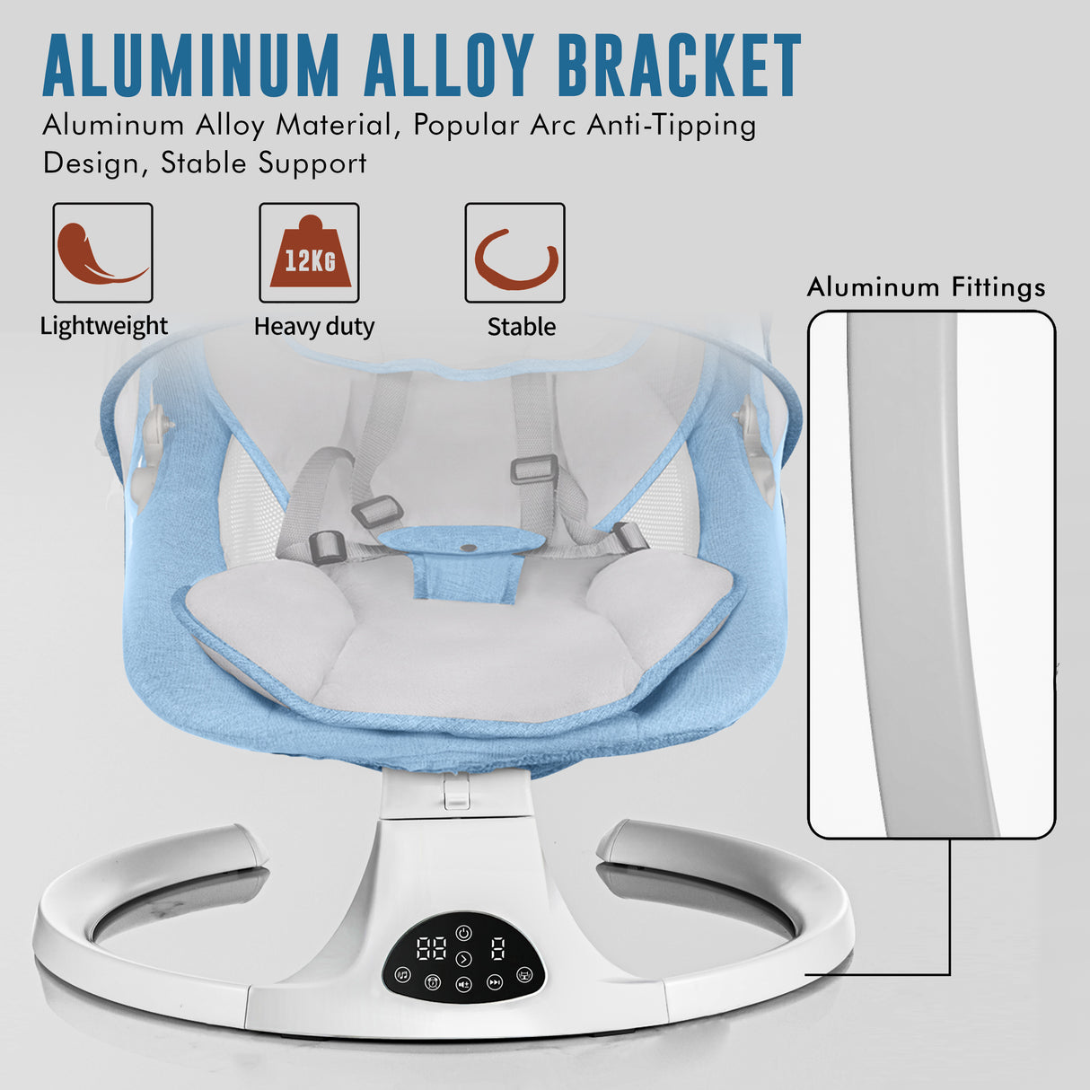 Electric Baby Swing with Bluetooth, Music, Remote – Infant Cradle & Bouncer Chair