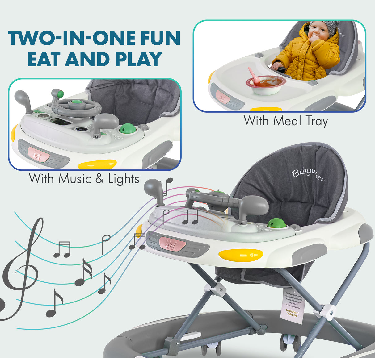 Baby Walker/Rocker Bouncer First Steps Push Along Activity Music Ride On Car UK