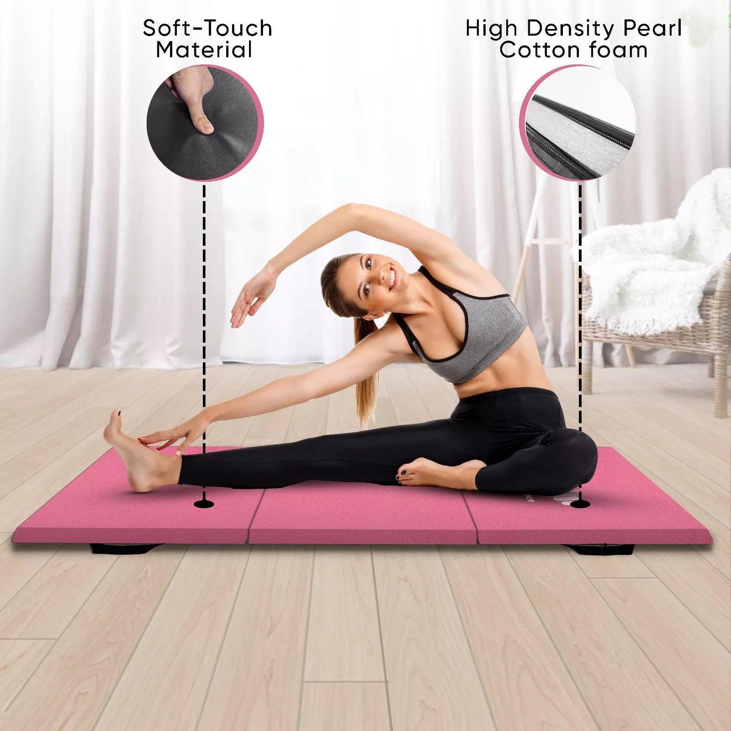 Tri Folding Mat Exercise Gym Gymnastic Fitness Workout Mat with Handles 3 Panels