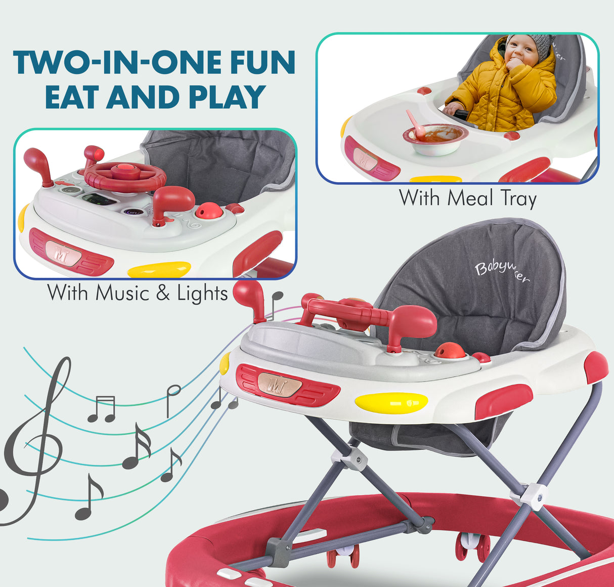 Baby Walker/Rocker Bouncer First Steps Push Along Activity Music Ride On Car UK