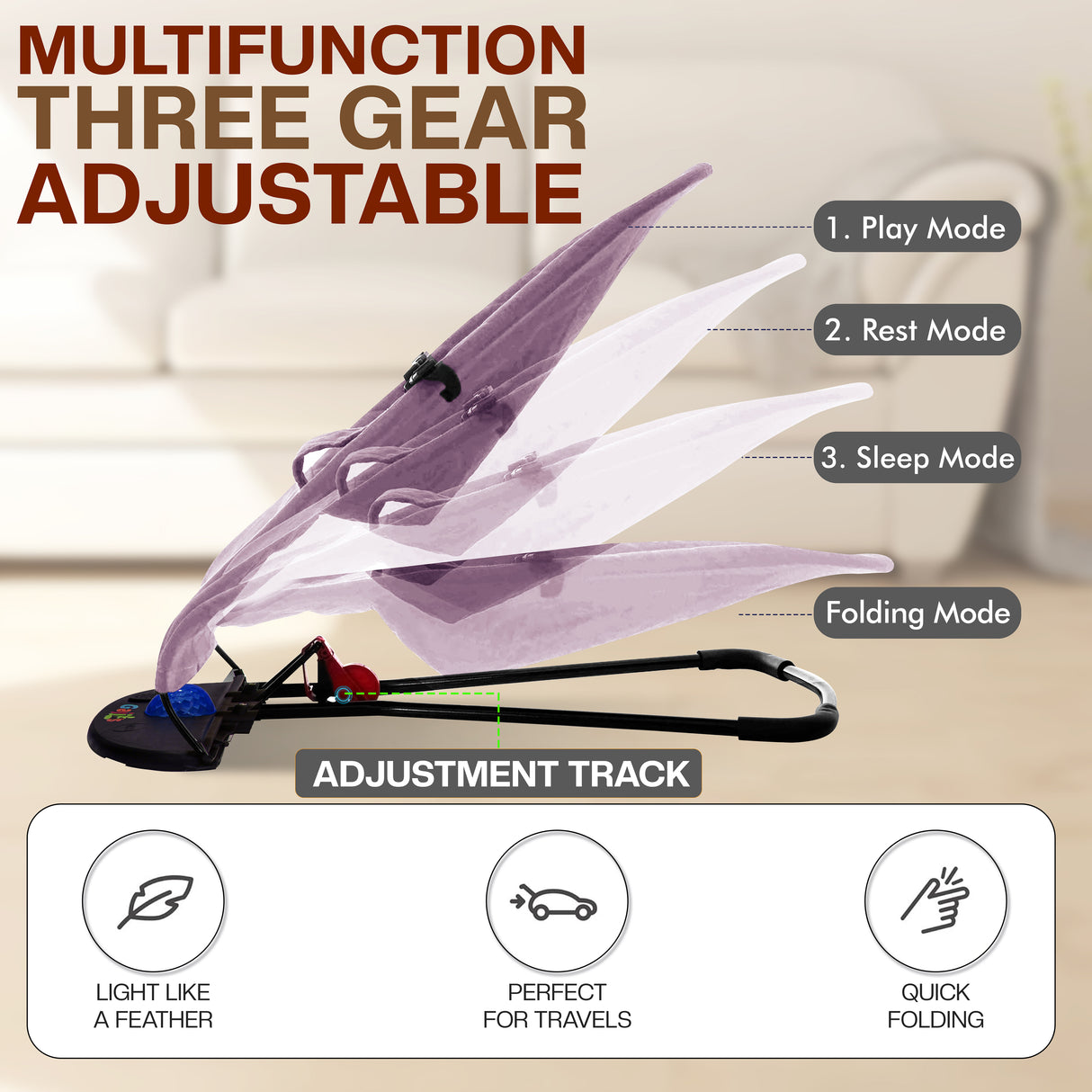 Newborn Baby Bouncer Chair – Soft, Durable & Foldable Infant Rocker Seat