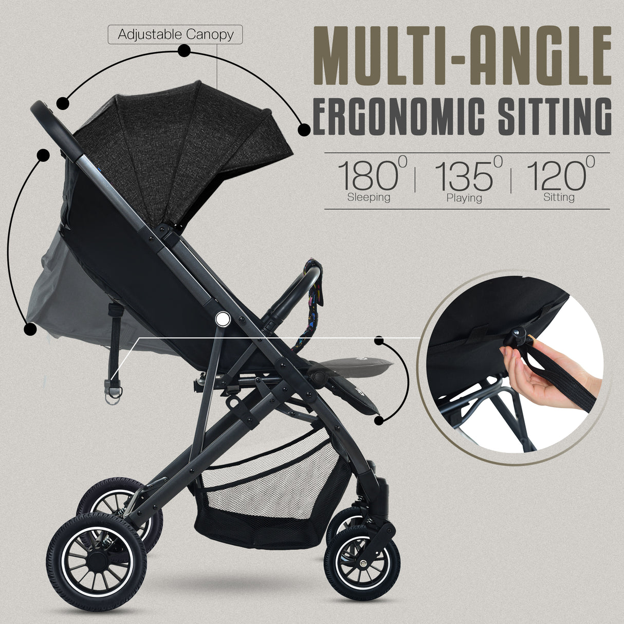 FK Sports Lightweight Foldable Baby Stroller – Compact Travel Pram with UV Canopy & Shock-Absorbing Wheels