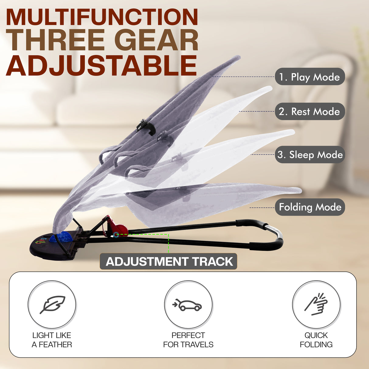 Newborn Baby Bouncer Chair – Soft, Durable & Foldable Infant Rocker Seat