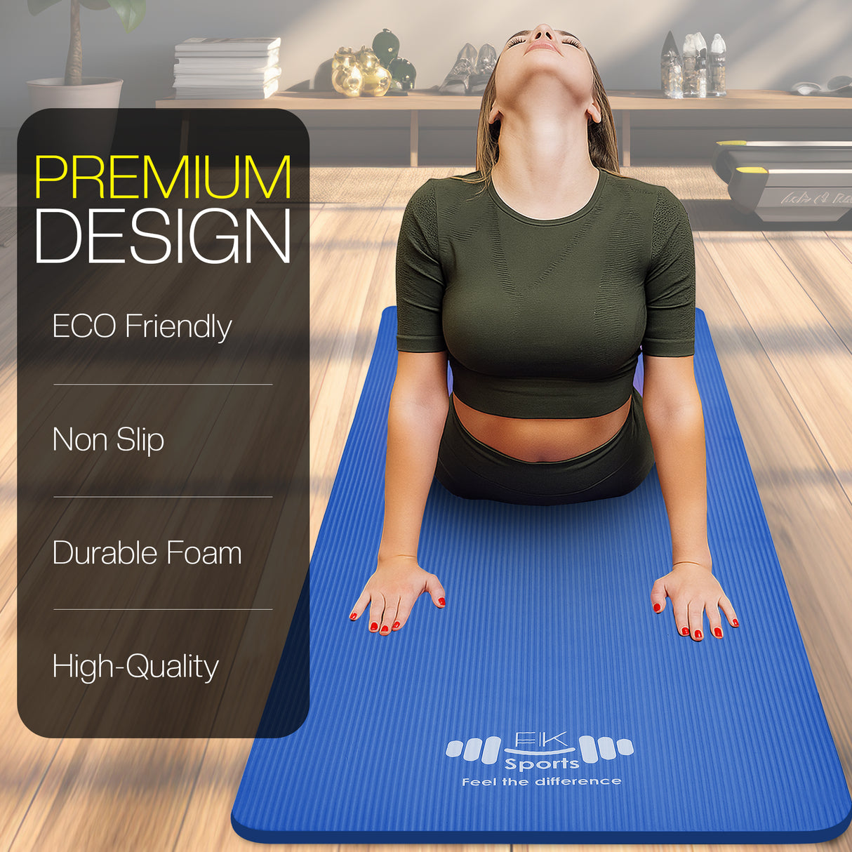Yoga Mat 20mm Extra Thick NBR Foam, 183 x 61 cm, Non-Slip, With Carry Bag & Strap