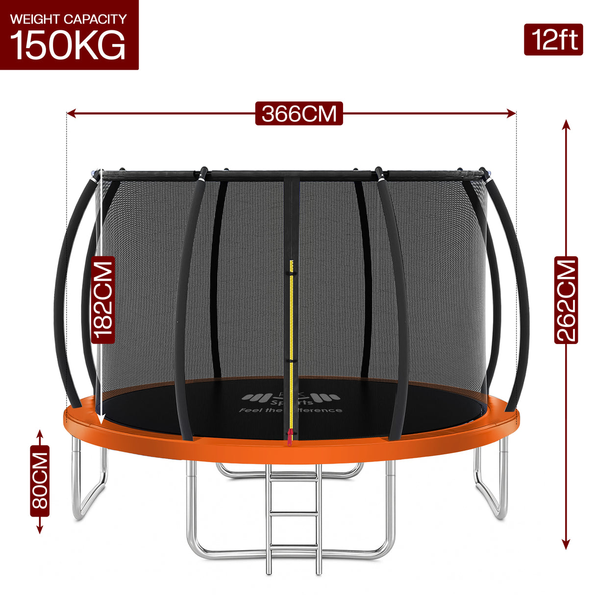 Outdoor Trampoline 6FT/8FT/10FT/12FT - Rebounder Trampoline for Toddlers, Kids & Adults with Safety Enclosure Net, Anti-tear, UV-Proof Pad, Exercise & Fitness