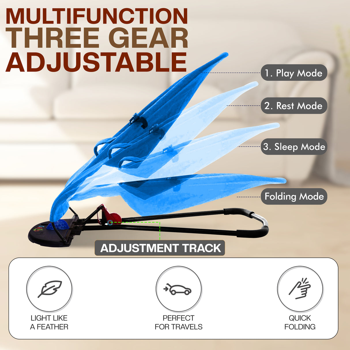 Newborn Baby Bouncer Chair – Soft, Durable & Foldable Infant Rocker Seat