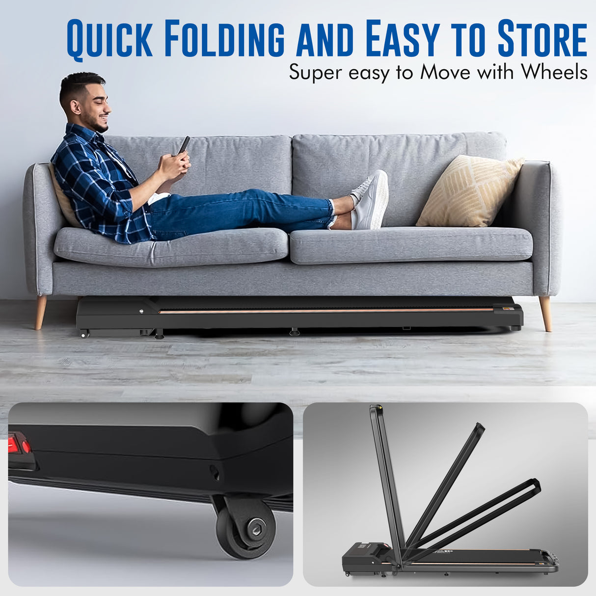 FK Sports Walking Pad Foldable Under-Desk Treadmill – Quiet 2.5HP Motor, Up to 6 km/h, Home & Office Use