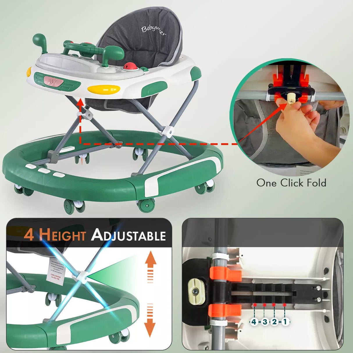 Baby Walker/Rocker Bouncer First Steps Push Along Activity Music Ride On Car UK