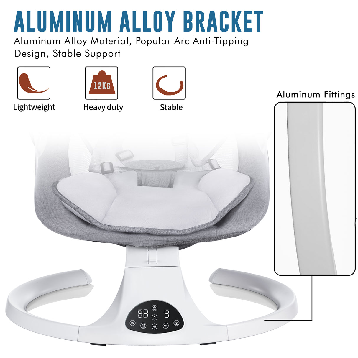 Electric Baby Swing with Bluetooth, Music, Remote – Infant Cradle & Bouncer Chair