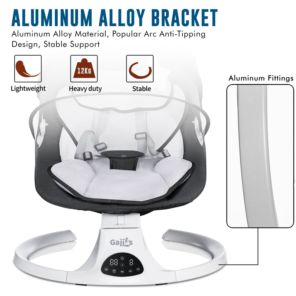 Electric Baby Swing with Bluetooth, Music, Remote – Infant Cradle & Bouncer Chair