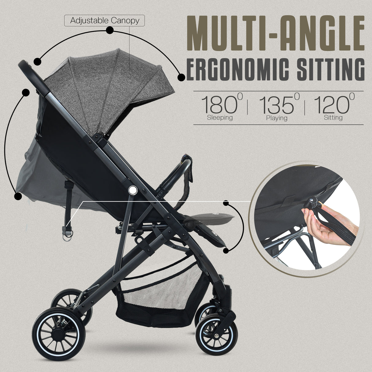 FK Sports Lightweight Foldable Baby Stroller – Compact Travel Pram with UV Canopy & Shock-Absorbing Wheels