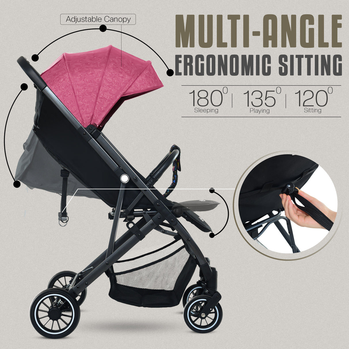 FK Sports Lightweight Foldable Baby Stroller – Compact Travel Pram with UV Canopy & Shock-Absorbing Wheels