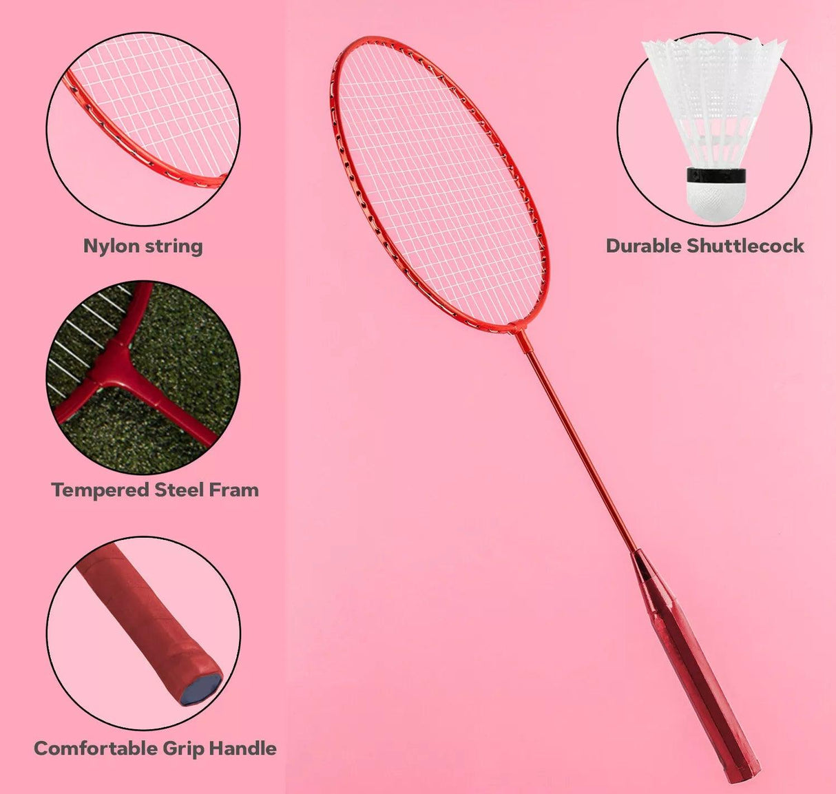 Badminton Set – 4 Rackets, Net, Shuttlecocks & Bag for Outdoor Play