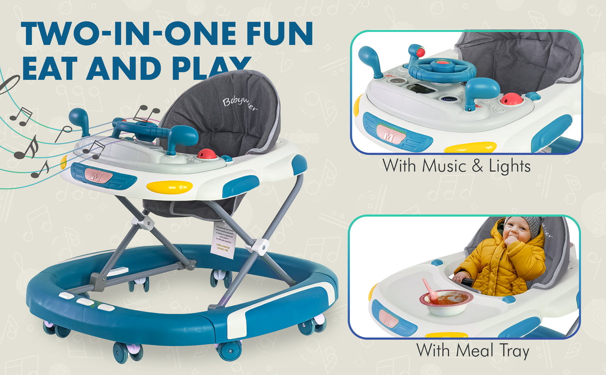 Baby Walker/Rocker Bouncer First Steps Push Along Activity Music Ride On Car UK