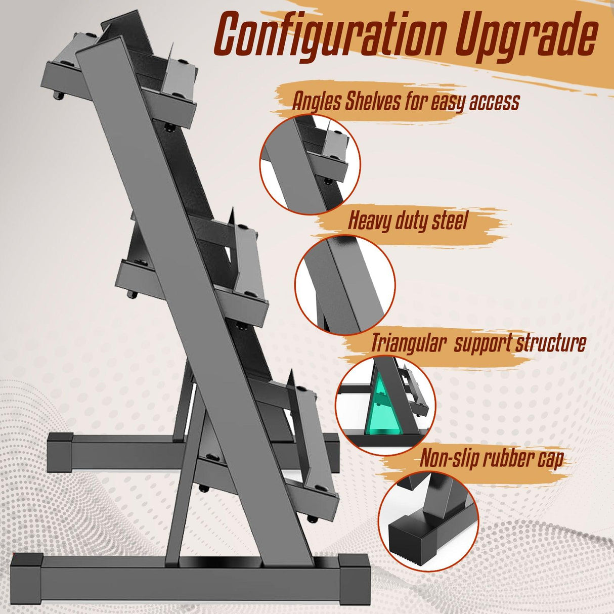 3-Tier Heavy-Duty Dumbbell Rack – Sturdy Weight Storage Stand for Home or Commercial Gym