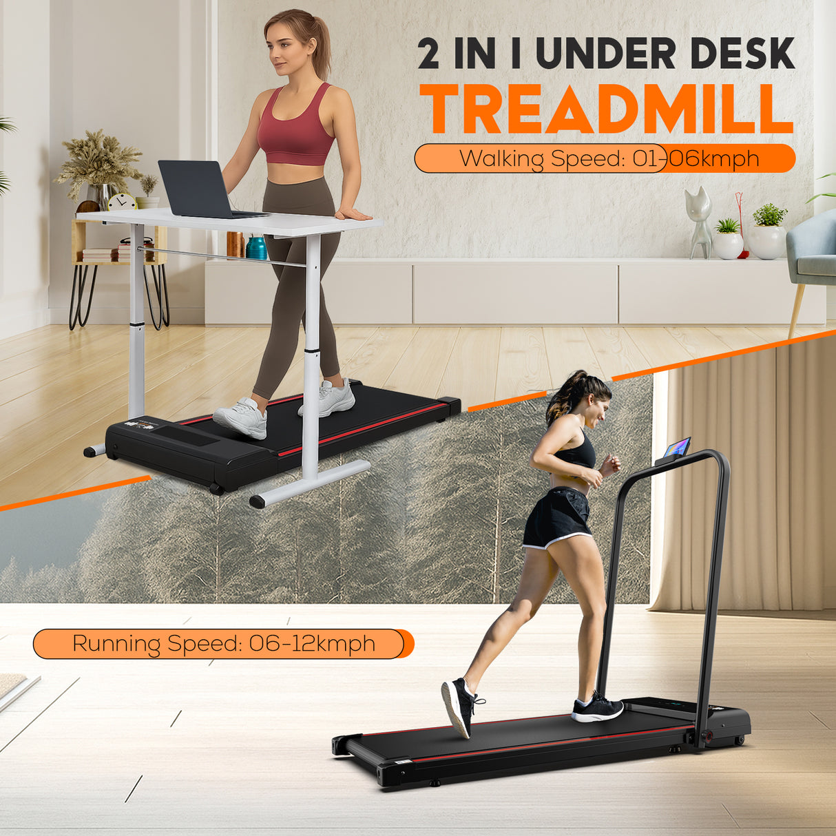 Walking Pad – Foldable Under Desk Treadmill, 12 Km/h, Home & Office Fitness