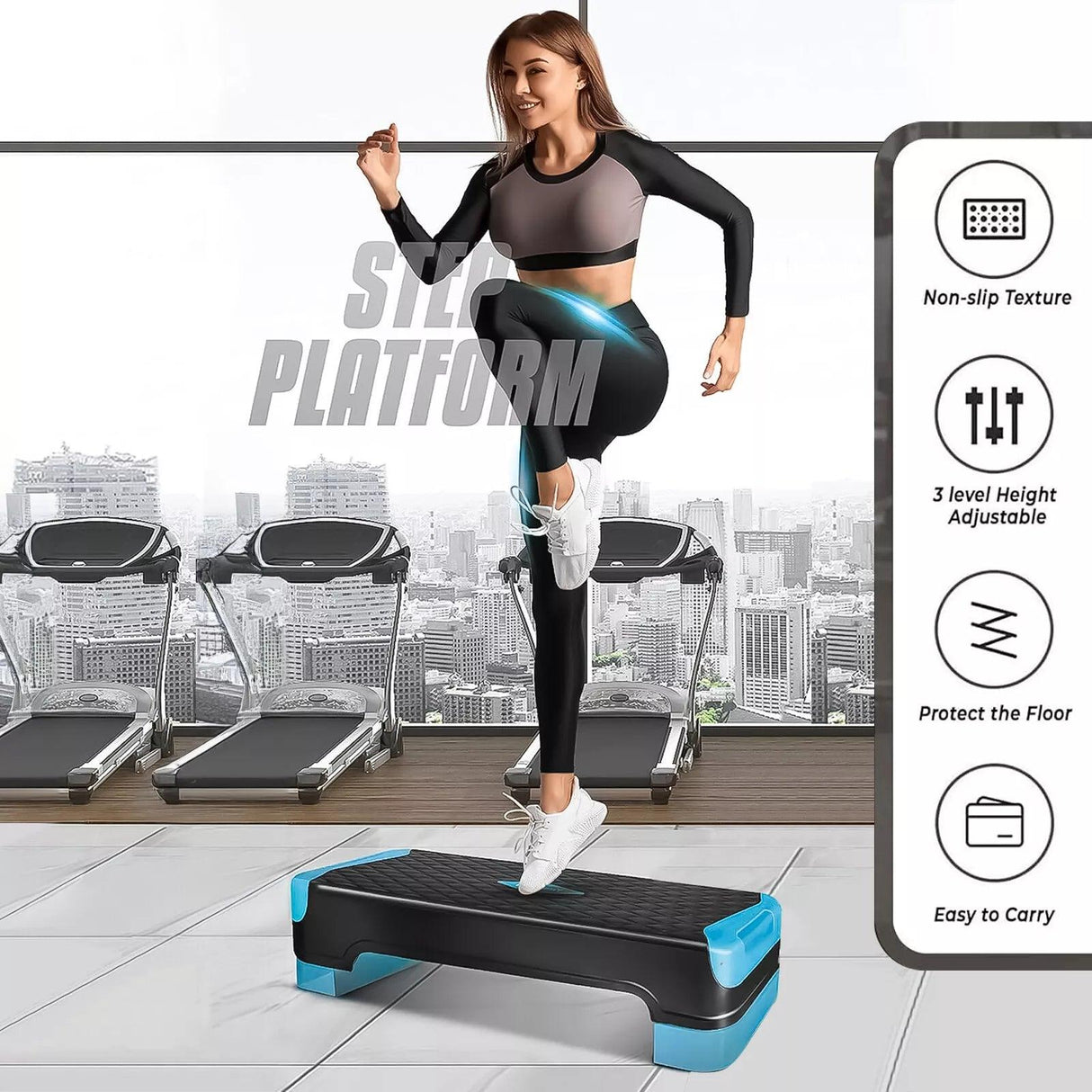 Aerobic Stepper Adjustable Height 2 Levels Exercise Stepper for Home Yoga