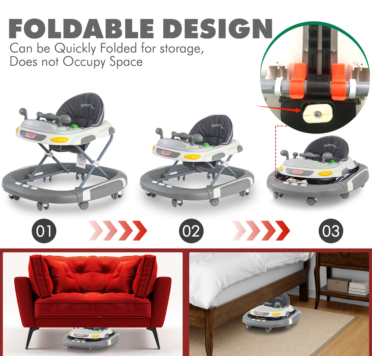 Baby Walker/Rocker Bouncer First Steps Push Along Activity Music Ride On Car UK