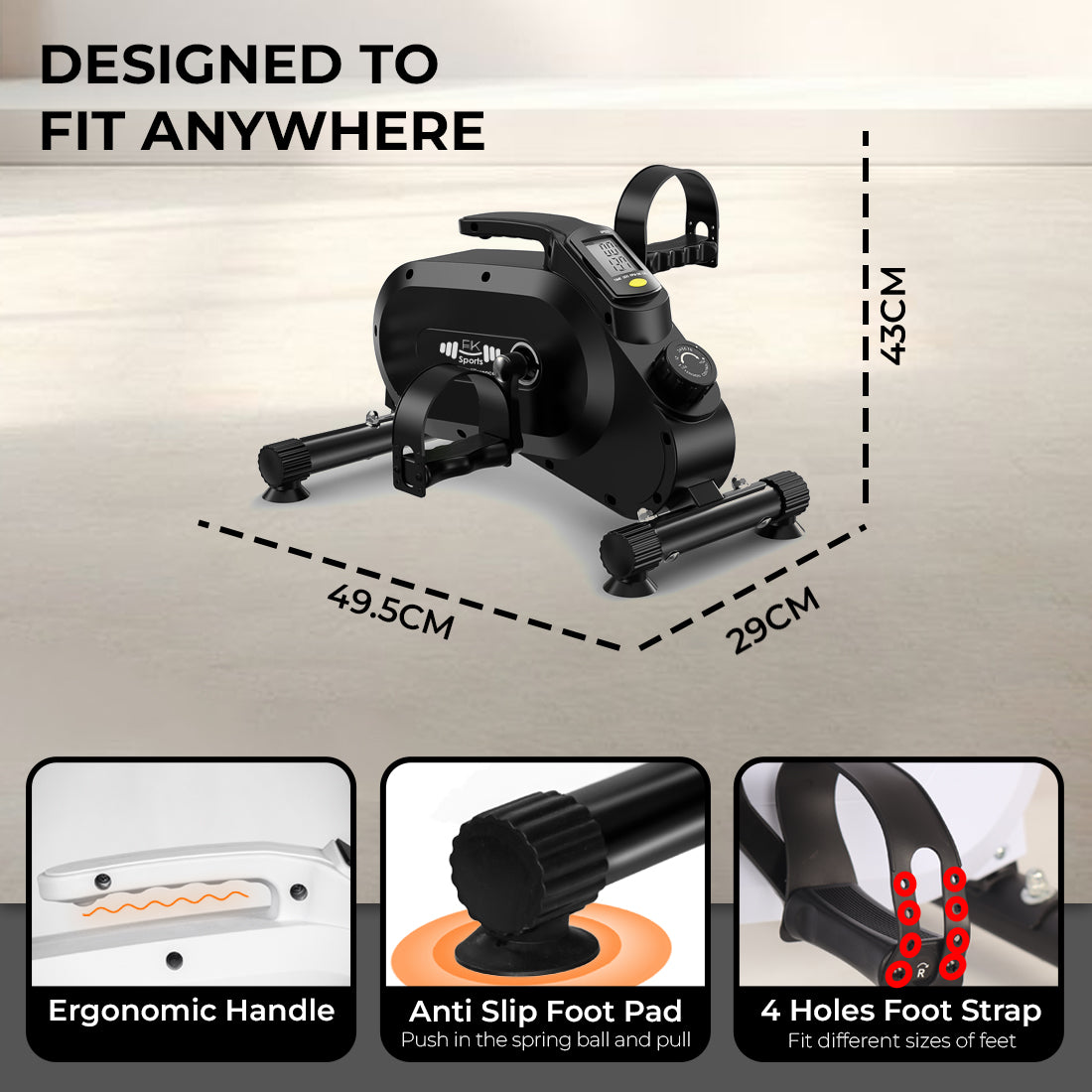 Mini Exercise Bike – Portable Pedal Exerciser with Magnetic Resistance for Home & Desk Workouts Black