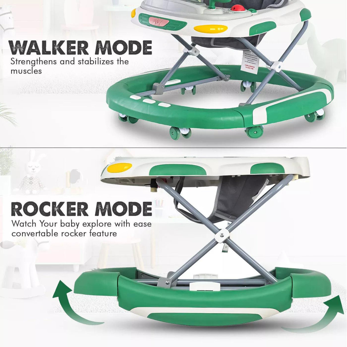 Baby Walker/Rocker Bouncer First Steps Push Along Activity Music Ride On Car UK