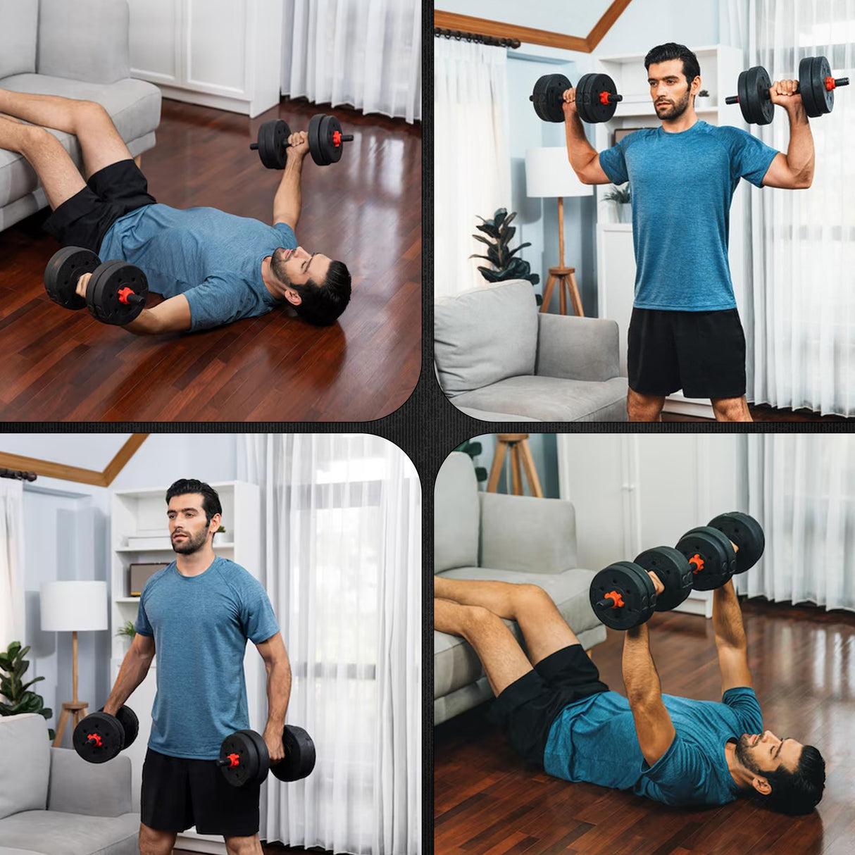 (20/30/40kg) Adjustable Dumbbells & Barbell Set – Home Gym Weights with Connecting Rod for Men & Women