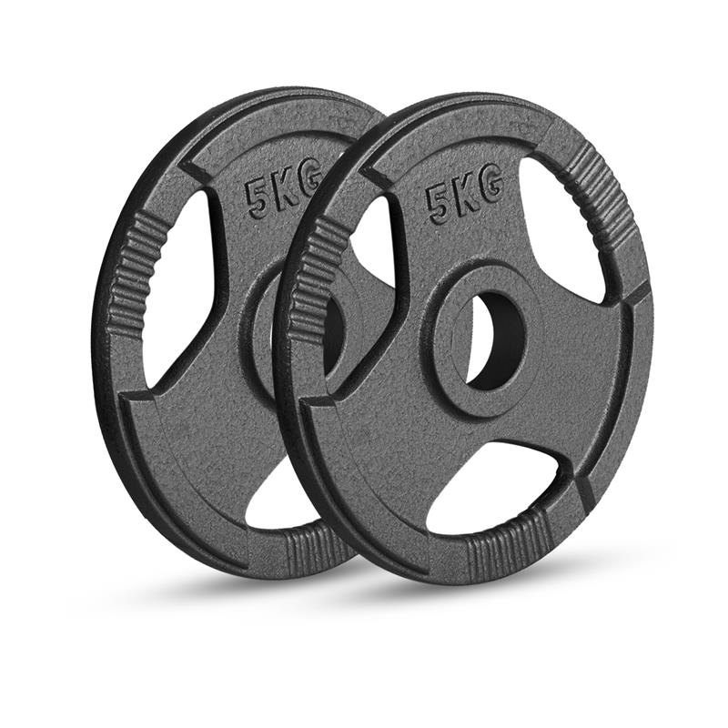 Olympic Cast Iron Weight Plates Set – Tri-Grip 2-Inch Barbell Weights (5kg to 25kg) – Pair – Ideal for Home & Gym Workouts