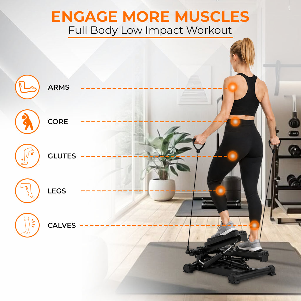Twist Stepper Machine – Compact Mini Stepper for Home Cardio with LCD Display & Bands