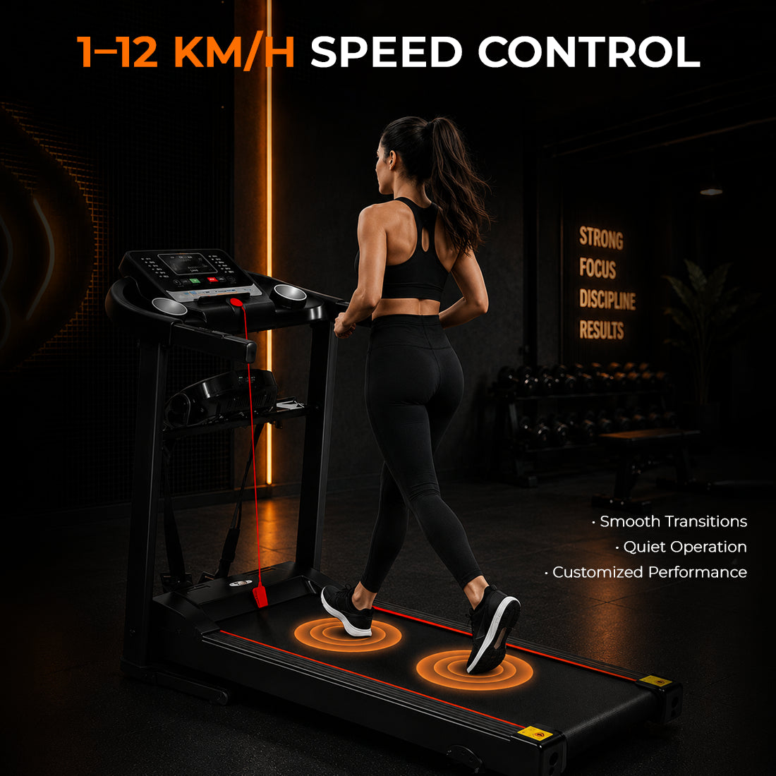 Foldable Electric Treadmill 1–12 km/h with Incline & Massager – Compact Home Gym Running Machine