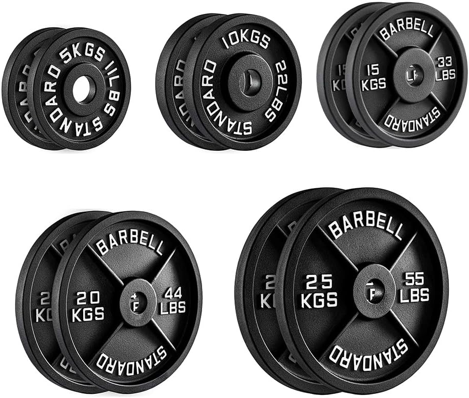 Olympic Cast Iron Weight Plates – 2-Inch Barbell Weights (2.5kg to 25kg) – Heavy-Duty Plates for Home Gym & Fitness – Sold in Pairs