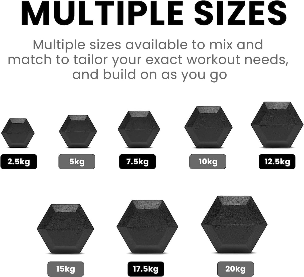 Hex Dumbbell Set – Pair of Dumbbells (2.5kg to 20kg) for Home Gym Workouts