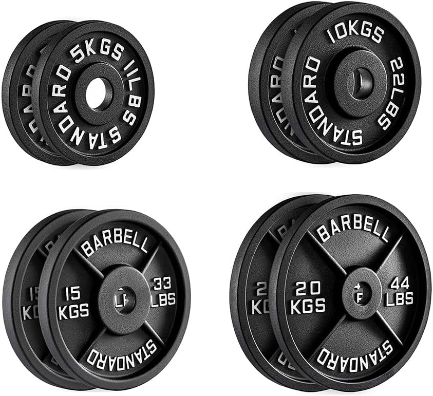 Olympic Cast Iron Weight Plates – 2-Inch Barbell Weights (2.5kg to 25kg) – Heavy-Duty Plates for Home Gym & Fitness – Sold in Pairs