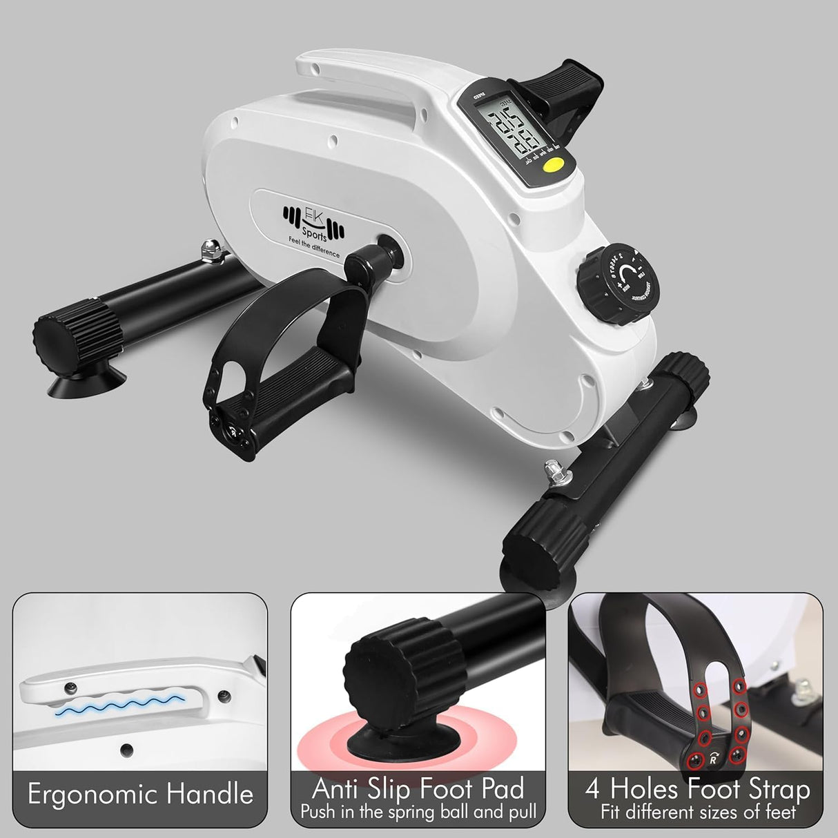 Mini Exercise Bike – Under Desk Pedal Exerciser with 8-Level Magnetic Resistance & LCD Display – Quiet Workout Machine for Arms & Legs at Home
