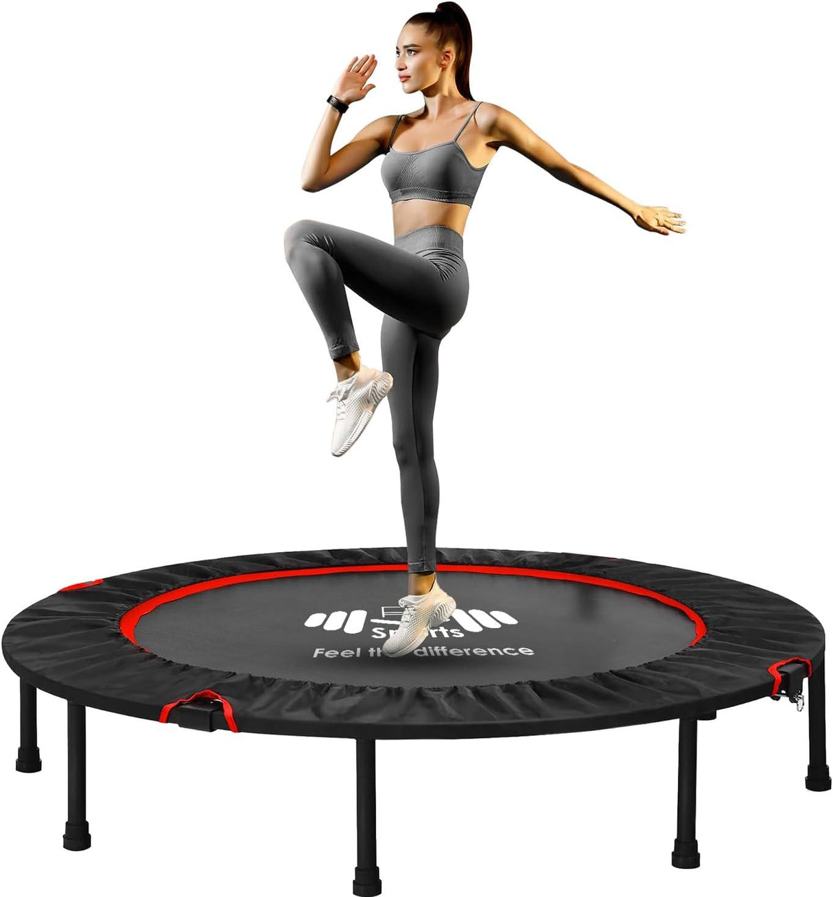 40''/48'' Foldable Fitness Trampoline for Adults – Compact Rebounder for Home Gym Workouts, Supports Up to 100KG
