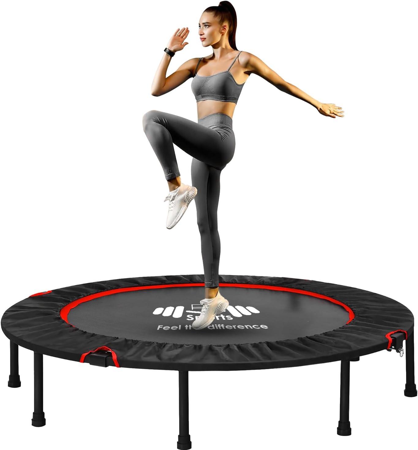 Foldable Mini Trampoline for Adults – 40/48 Inch Rebounder | Home Gym | FK Sports