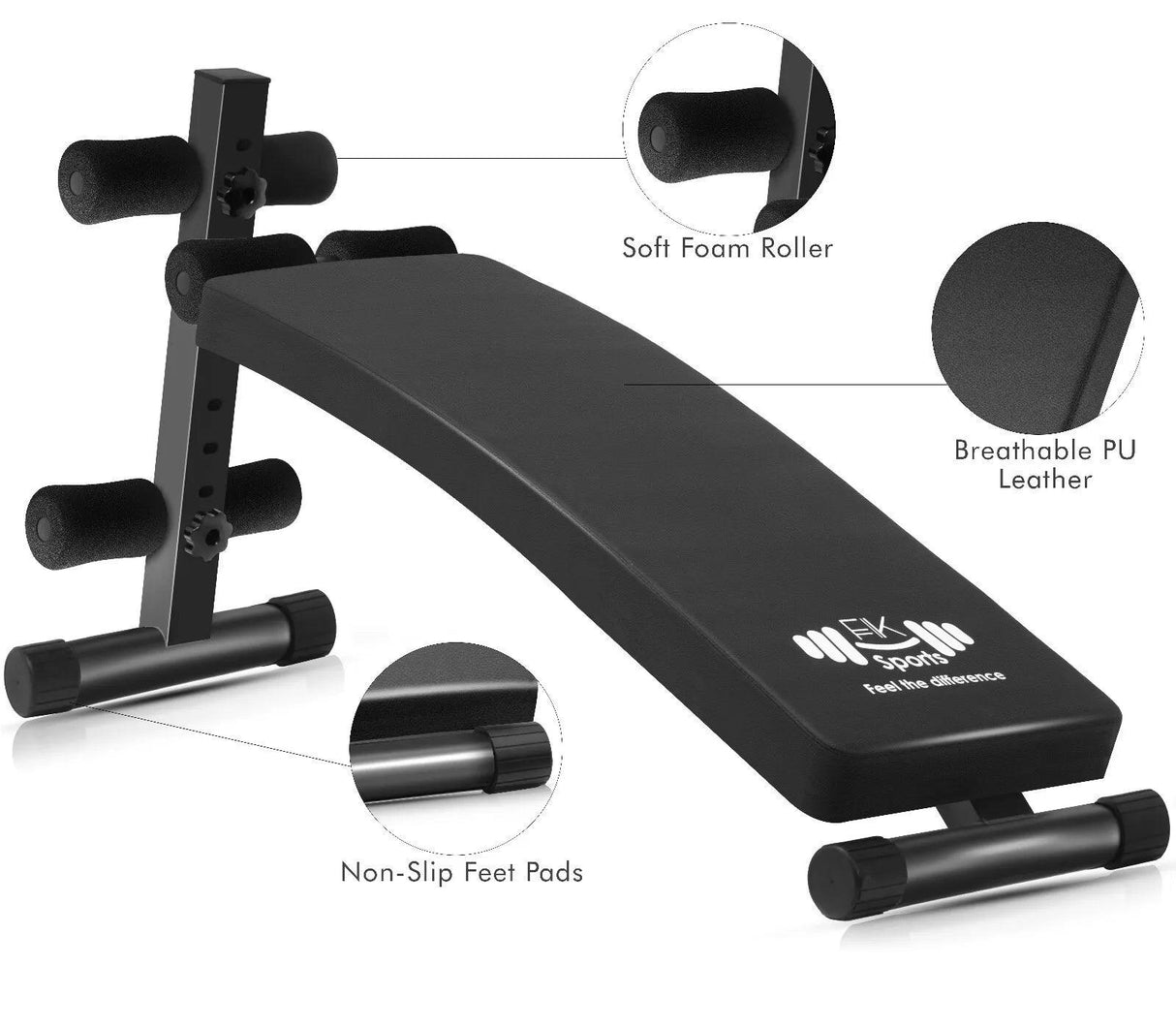 Adjustable Sit Up Bench – Core & Abs Workout Bench with Thigh Support for Home Gym