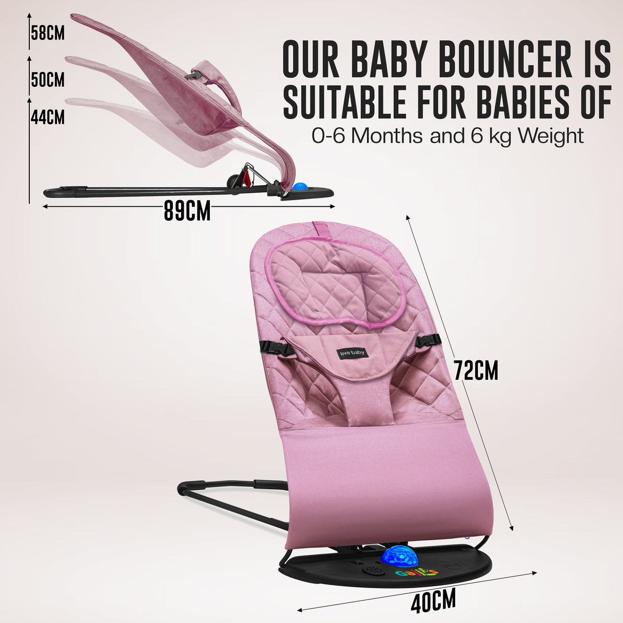 Newborn Baby Bouncer Chair – Soft, Durable & Foldable Infant Rocker Seat