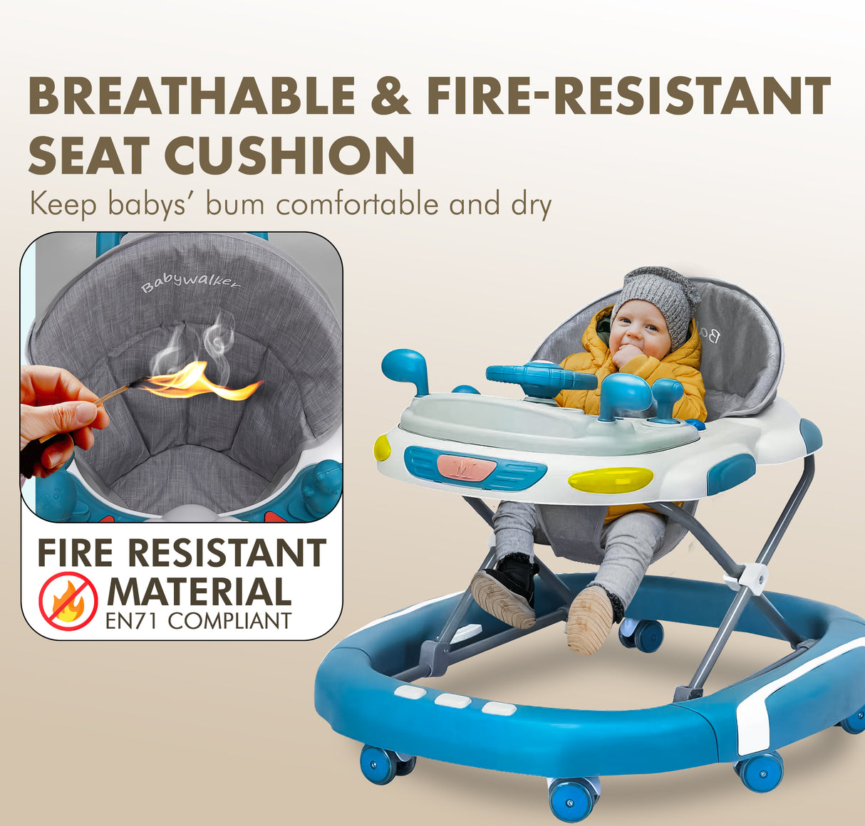 Baby Walker/Rocker Bouncer First Steps Push Along Activity Music Ride On Car UK