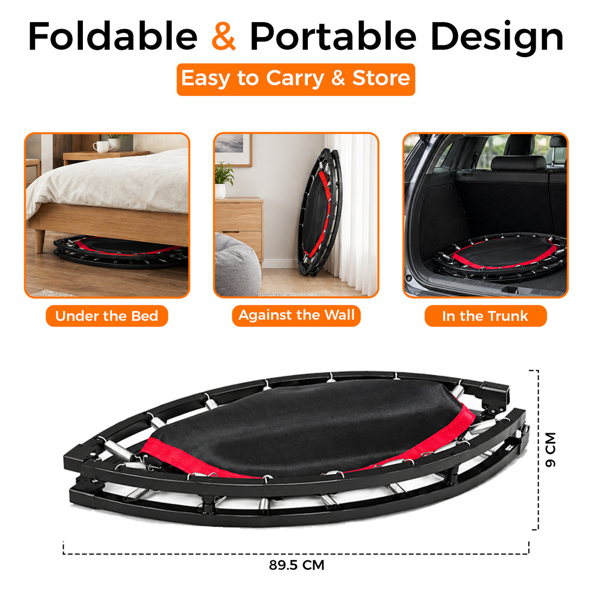 Foldable Mini Trampoline for Adults – 40/48 Inch Rebounder | Home Gym | FK Sports