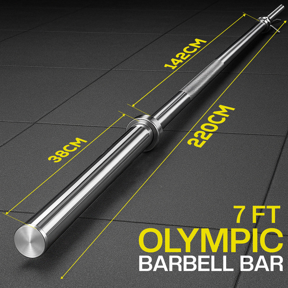 Standard 1" Chrome Barbell – 4ft, 5ft, 6ft, 7ft | Knurled Grip, Collars Included | Fits 1" Weight Plates – Home Gym & Strength Training