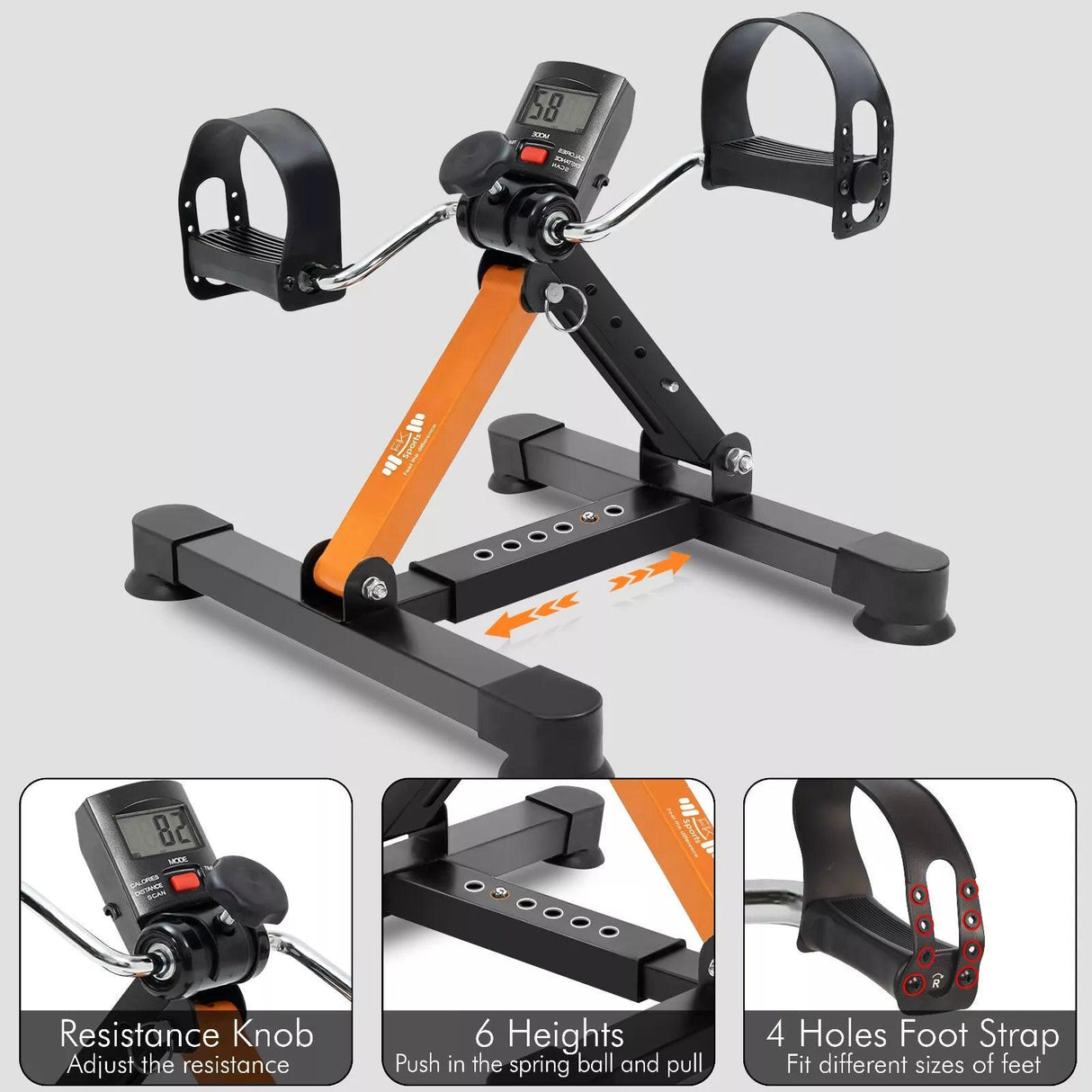 Mini Exercise Bike Portable Pedal Exerciser Resistance Cycle Indoor Gym Fitness