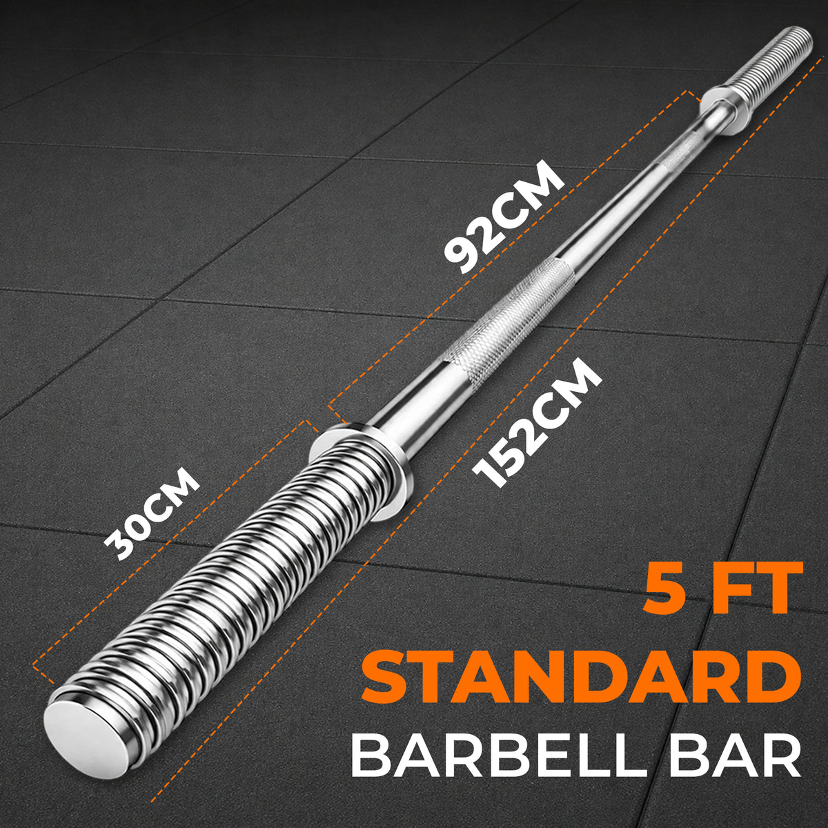 1” Spinlock Barbell Bar with Collars – Multi-Purpose Weightlifting Bar (4ft, 5ft, 6ft,7ft)