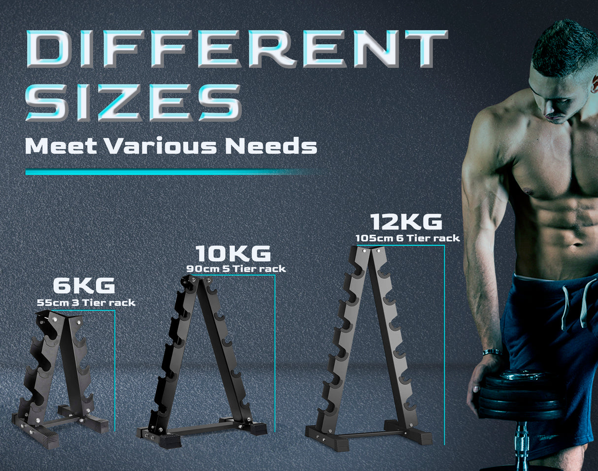 5-Tier Dumbbell Rack Stand – Heavy-Duty Steel Weight Storage for Home Gym