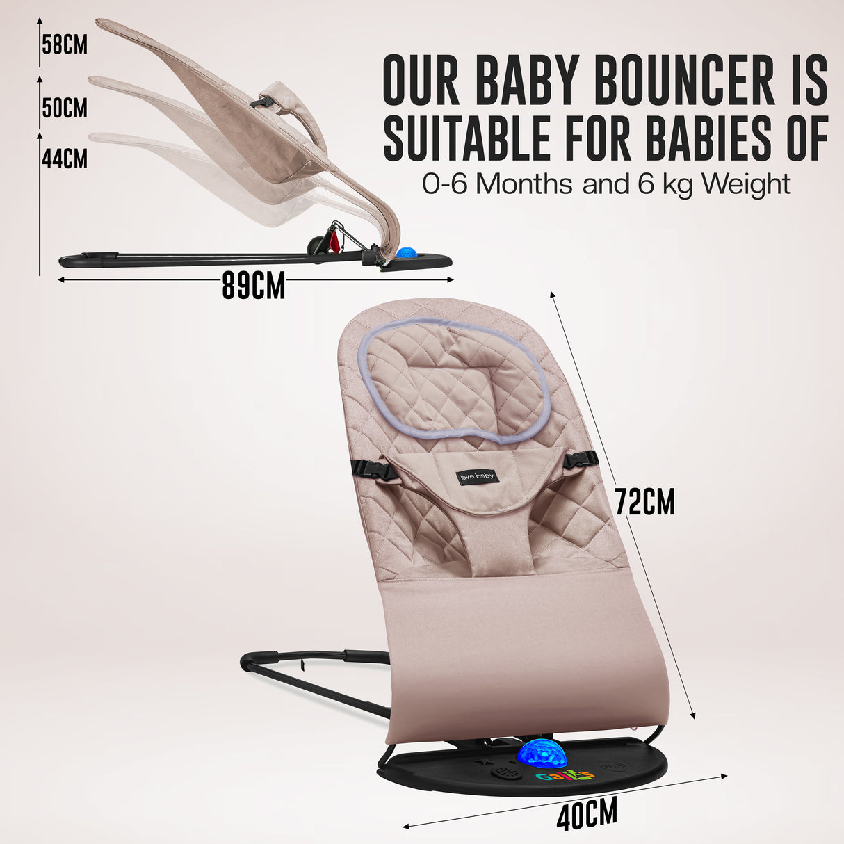Newborn Baby Bouncer Chair – Soft, Durable & Foldable Infant Rocker Seat