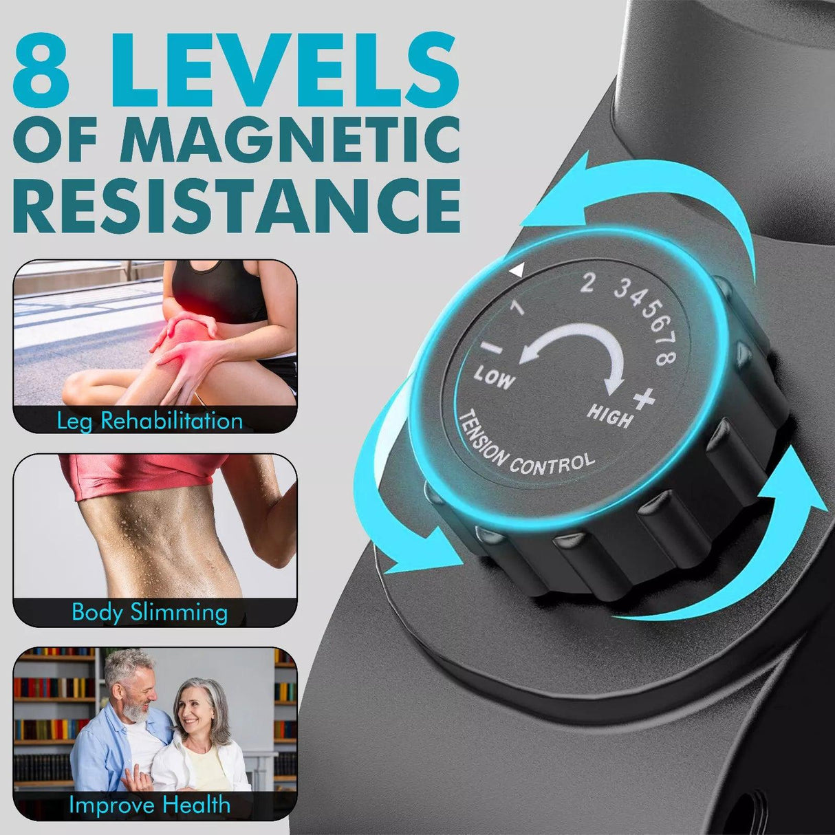 Mini Exercise Bike – Under Desk Pedal Exerciser with 8-Level Magnetic Resistance & LCD Display – Quiet Workout Machine for Arms & Legs at Home