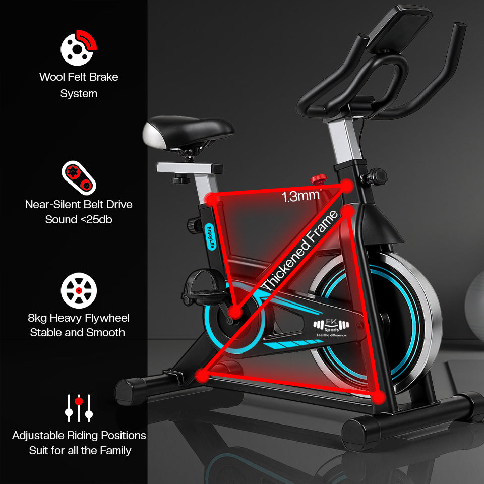 Exercise Bike Cardio Cycle Indoor Training LCD Screen 8KG Flywheel Fitness Gym