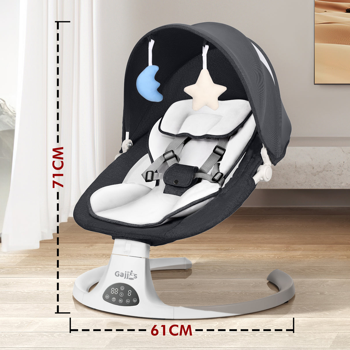 Electric Baby Swing with Bluetooth, Music, Remote – Infant Cradle & Bouncer Chair